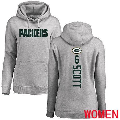 Green Bay Packers Ash Women #6 Scott J K Backer Nike NFL Pullover Hoodie Sweatshirts